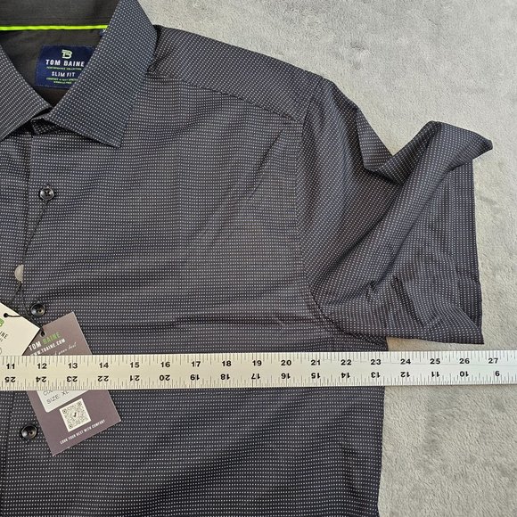 Tom Blaine Shirt Mens XL Black Dotted Button Performance Collection Slim Fit NEW - Picture 7 of 12